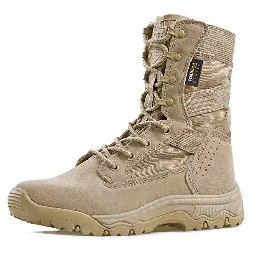 FREE SOLDIER Men's Tactical Boots Inches Lightweight Combat Boots Durable Suede Leather Military Work Boots Desert Boots (Tan, )