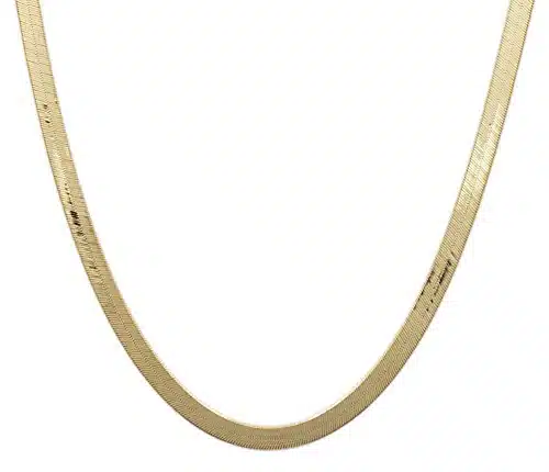 Floreo k Yellow Gold mm Super Flexible Silky Herringbone Chain Necklace for Women and Girls, Inch