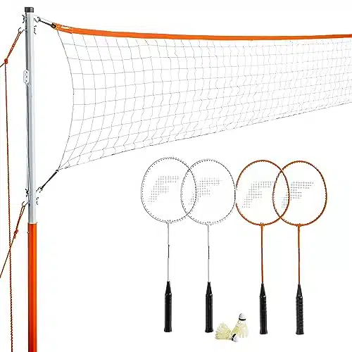 Franklin Sports Badminton Set   Backyard Badminton Net Set   Rackets and Birdies included   Backyard or Beach Badminton Set   Starter Set
