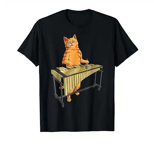 Funny Cat Playing Vibraphone Cool Animal Musicians Gift T Shirt