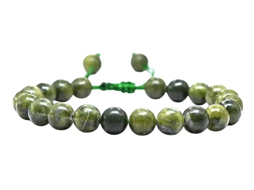 Green Jade Bracelet for Women Men's Gifts   Protection Healing Crystal Bracelet   mm Gemstone Beaded Adjustable Bracelet Pulseras Para Hombres Mujer Stocking Stuffers