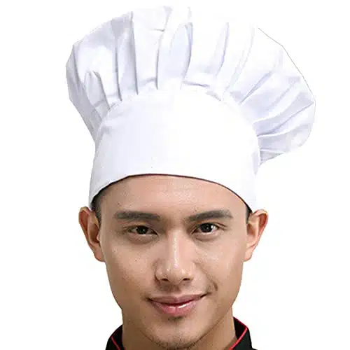 Hyzrz Chef Hat Adult Adjustable Elastic Baker Kitchen Cooking Chef Cap (White)