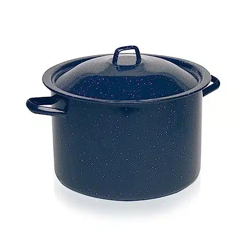 IMUSA USA Blue Quart Speckled Enamel Stock Pot with Lid