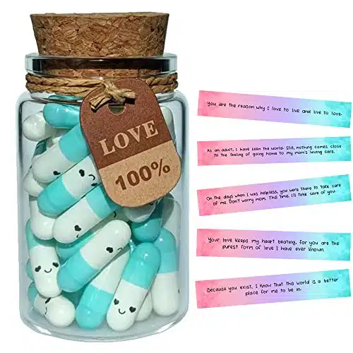 Infmetry Mothers Day Gifts Prewritten Message In Capsule Lovely Notes Pills Birthday Gifts For Mom From Daughter Son (Light Blue Mom pcs)