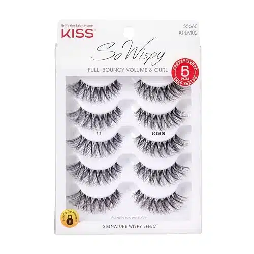 KISS So Wispy, False Eyelashes, Style #', mm, Includes Pairs Of Lashes, Contact Lens Friendly, Easy to Apply, Reusable Strip Lashes, Glue On, Mulitpack