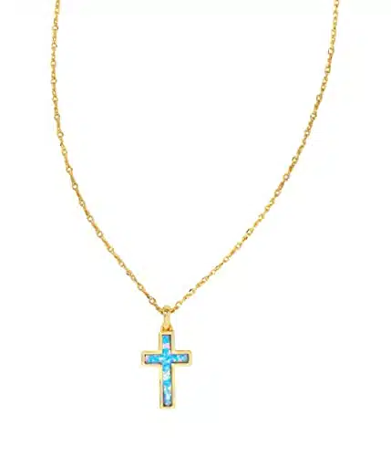 Kendra Scott Cross Pendant Necklace for Women, Fashion Jewelry, Gold Plated, Periwinkle Opal
