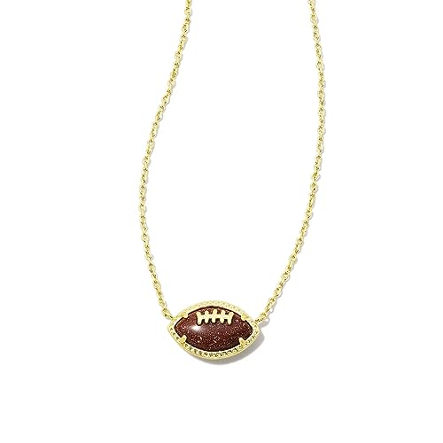 Kendra Scott Football Short Pendant Necklace in Orange Goldstone, k Gold Plated Brass, Fashion Jewelry for Women