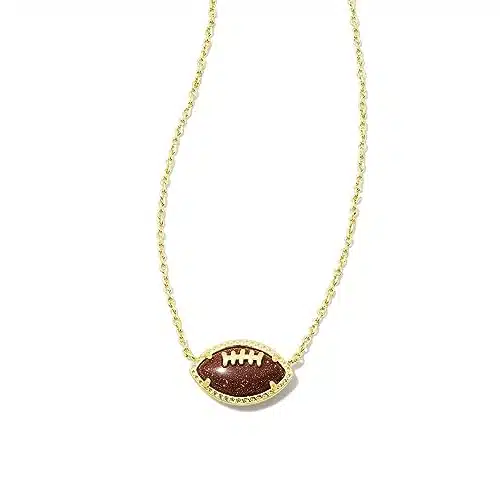 Kendra Scott Football Short Pendant Necklace in Orange Goldstone, k Gold Plated Brass, Fashion Jewelry for Women