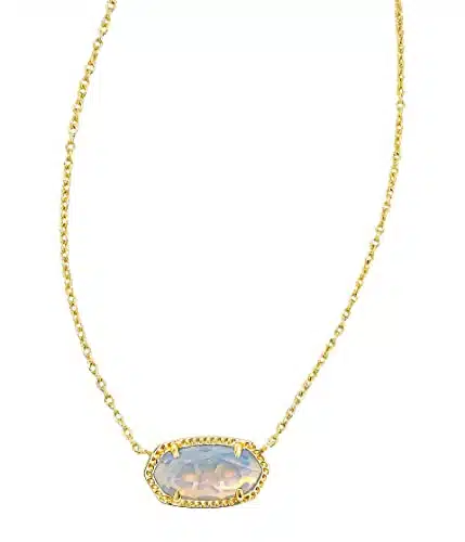 Kendra Scott Women's Elisa Birthstone Necklace Gold Iridescent Opalite One Size One Size