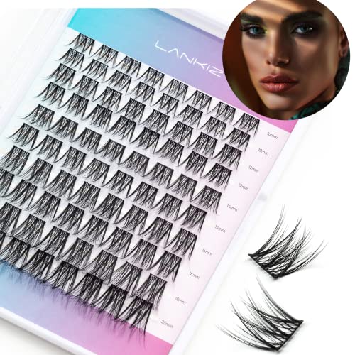 LANKIZ DIY Eyelash Extension, Individual Lash Extensions, , Soft and Lightweight mm Mix Resuale Wide Band Cluster Lashes for Home use (Hybrid)