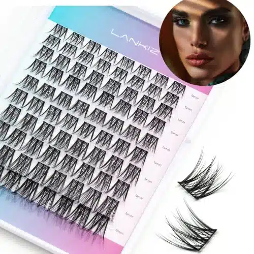 LANKIZ DIY Eyelash Extension, Individual Lash Extensions, , Soft and Lightweight mm Mix Resuale Wide Band Cluster Lashes for Home use (Hybrid)
