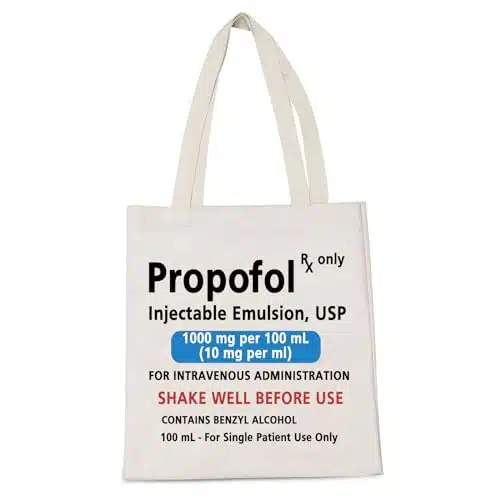 LEVLO PACU Nursing Gift Prpofol RX Only Injectable Emulsion Shopping Bag L&D Nurse Christmas Shoulder Bag (Prpofol RX)