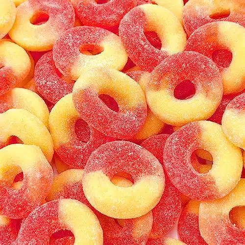 LaetaFood Peach Rings Gummy Candy (Pound Bag)