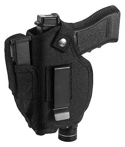 LandFoxtac Gun Holster with LaserLight, IWBOWB Concealed Carry Pistols Holster with Mag Pouch Fits Most mm ACP, Gun Holsters for Men and Women LeftRight Hand, for Glock, S&W, 