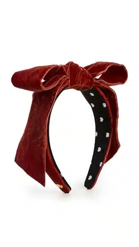 Lele Sadoughi Women's Shirley Velvet Ribbon Headband, Rust, Red, One Size