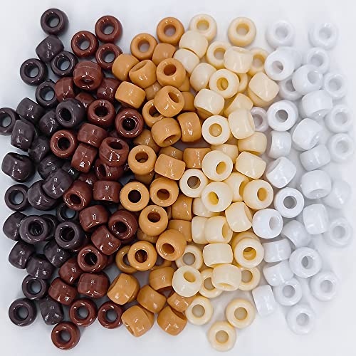 MIIIPCS xmm Pony Beads Bulk, Styles Brown Pony Beads for Bracelets Making Kit, Kandi Beads, Hair Beads for Braids, Craft Beads for Jewelry Making (Brown)