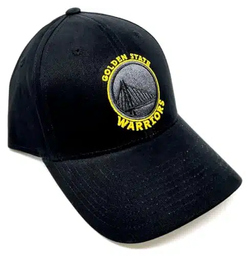 MVP Golden State Warriors Logo Basketball Black Curved Bill Adjustable Hat