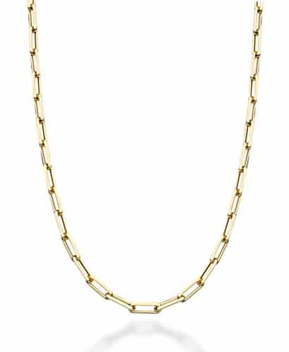 Miabella Italian Solid K Gold Over Sterling Silver mm Paperclip Link Chain Necklace for Women Men, ade in Italy (Length Inches (Small))