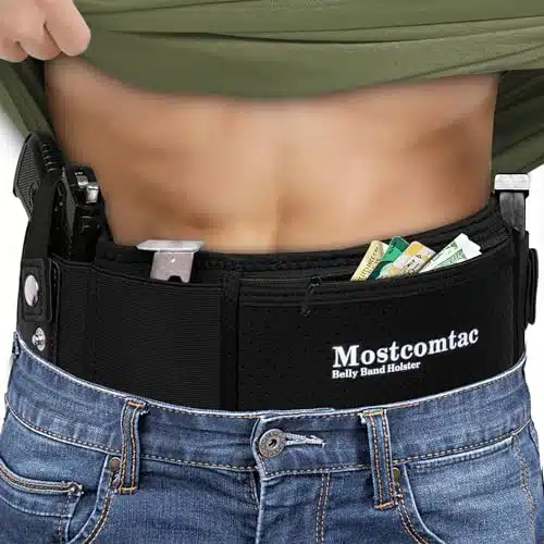 Mostcomtac Belly Band Holster for Concealed Carry   Belly Gun Holster for Women Men, Waist Holster for Pistols, Fits Glock, Smith Wesson, Shield, Ruger, Taurus, Revolvers and 