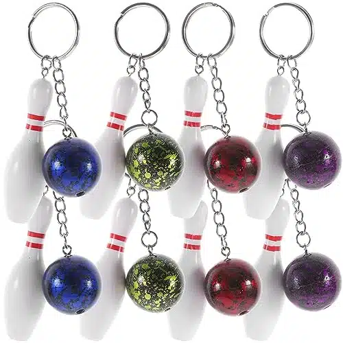 NUOBESTY pcs Bowling Pin Keychains Sports Keychains Handbag Charms Purse Bag Charms Sports Party Favors Gifts Red Green Blue Purple