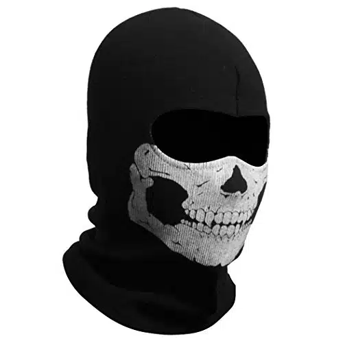 Nuoxinus Black Balaclava Ghosts Skull Full Face Mask for Cosplay Party Halloween Outdoor Motorcycle Bike Cycling Skateboard Hiking Skiing Snowmobile Snowboard