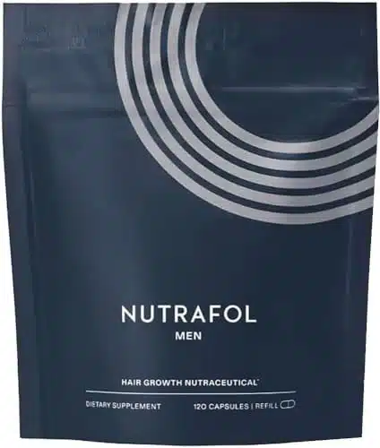 Nutrafol Men's Hair Growth Supplements, Clinically Tested for Visibly Thicker Hair and Scalp Coverage, Dermatologist Recommended   month supply, Refill Pouch