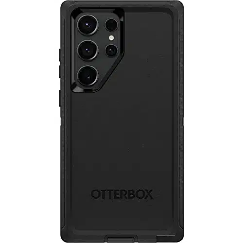 OtterBox Galaxy SUltra Defender Series Case   BLACK, rugged & durable, with port protection, includes holster clip kickstand