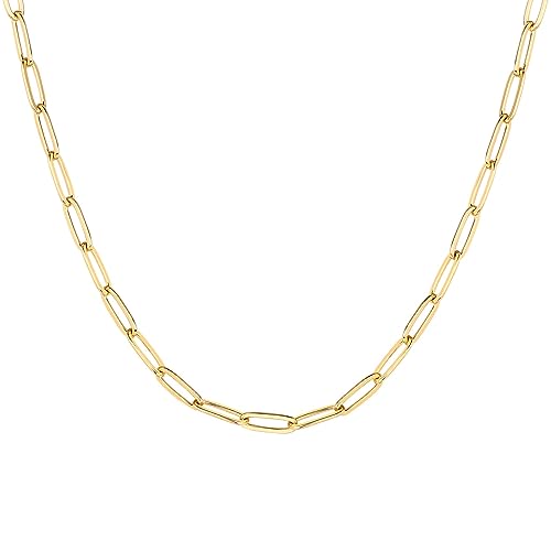 PAVOI Womens K Gold Plated  Yellow Gold Paperclip Chain Adjustable Necklace