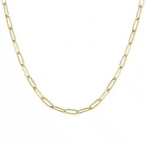 PAVOI Womens K Gold Plated  Yellow Gold Paperclip Chain Adjustable Necklace