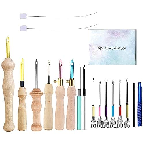 Piece Punch Needle Kit Punch Needle Embroidery Kits Adjustable Punch Needle Tool, Wooden Handle Embroidery Pen, Punch Needle Cloth, Punch Needle Set for Embroidery Floss Cross