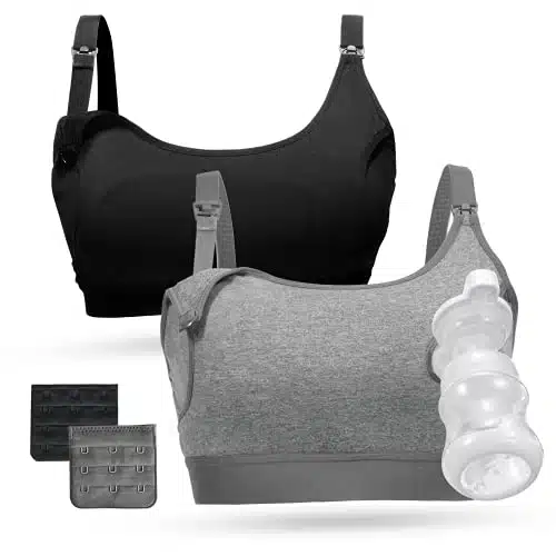 Pumping Bra, Momcozy Hands Free Pumping Bras for Women Pack Supportive Comfortable All Day Wear Pumping and Nursing Bra in One Holding Breast Pump for Spectra S, Bellababy, Medela