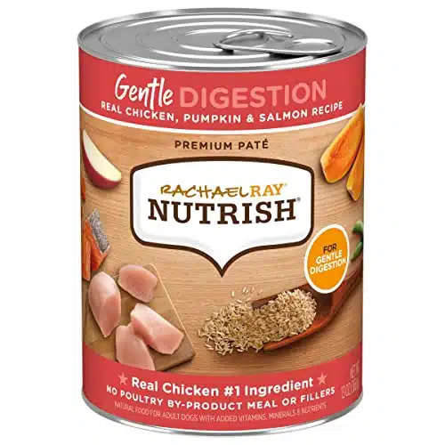 Rachael Ray Nutrish Gentle Digestion Premium Pate Wet Dog Food, Real Chicken, Pumpkin & Salmon, Ounce Can (Pack of )