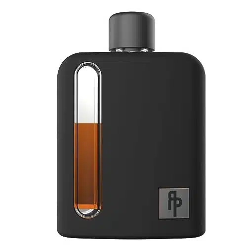 Ragproper Modern Glass Hip Flask   Durable Liquor Flask for Spirits with Cork and Silicone Lid Liners, Metal and Sneaky Plastic Lids, Smooth Pour Funnel, Silicone Sleeve, Sing