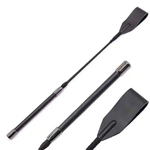 Real Riding Crop Whip Genuine Leather Top for Equestrian Sports Black