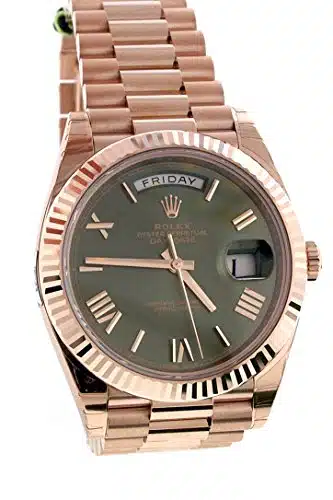 Rolex Day Date mm k Everose Gold Olive Green Dial Men's Watch