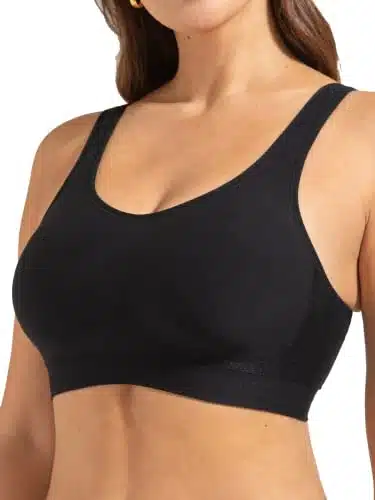 SHAPERMINT Womens Comfort Wirefree High Support Bra, Black, Large