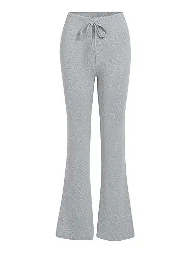 SOLY HUX Women's High Waist Flare Leggings Bell Bottom Sweatpants Casual Bootcut Yoga Pants Solid Light Grey L