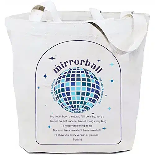 Song Lyrics Inspired Gift Mirrorball Song Music Lover Tote Bag Singer Version Gift Album Merchandise Shopping Bags (Mirrorball)