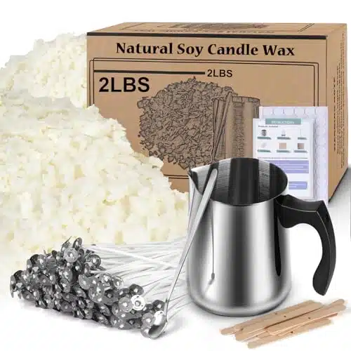 Soy Wax Candle Making Kit Supplies, Natural Candle Wax For Candle Making, DIY Art&Crafts Kit for Adults,Beginner,Kids, Including lbs Soy Wax Flakes, Candle Wick, Centering Devices, Melting Pot