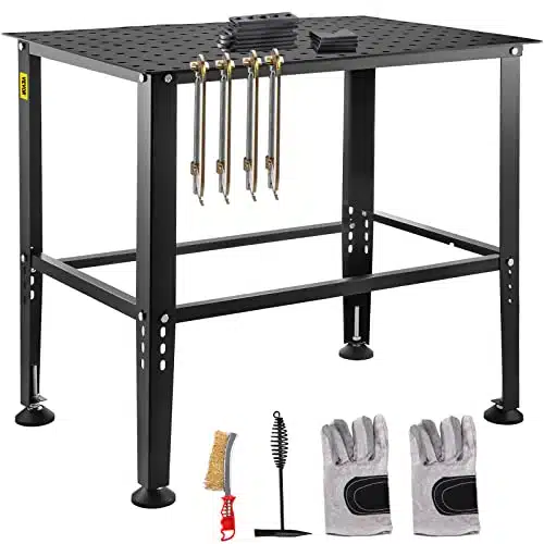 VEVOR Welding Table, x Adjustable Workbench, Thick Industrial Workbench, lb Load Capacity Metal Workbench, Heavy Duty Carbon Steel Welding Table, Gray Steel Work Table wAccess
