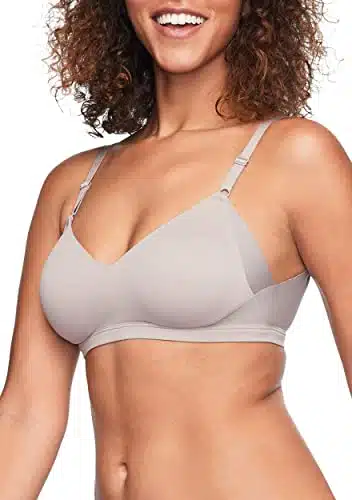 Warner's Women's No Side Effects Underarm and Back Smoothing Comfort Wireless Lift T Shirt Bra RNA, Mink, XL