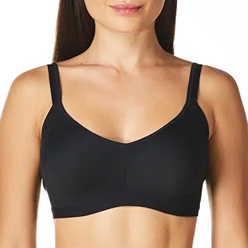 Warner's womens Easy Does It Underarm Smoothing With Seamless Stretch Wireless Lightly Lined Comfort Rma Bra, Rich Black, Large US