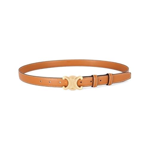 Women's Leather Belt for Triumph Hundred Jeans Belt, Belt Women's Fashion Needle Buckle (Color layer cowhide earthy yellow, cm)