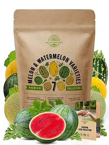 elon & Watermelon Seeds Variety Pack for Planting Indoor & Outdoors + Non GMO Heirloom Fruit Garden Growing Seeds Sugar Baby Watermelon, Canary & Honeydew Melon, Crimson Sweet Watermelon & More