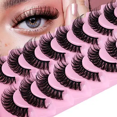 wiwoseo Lashes Extension Strip Hybrid Eyelashes Thick Volume Natural False Eyelashes Fluffy Mink Lashes D Wispy Fiber Russian Strip lashes D Curl Pairs Pack