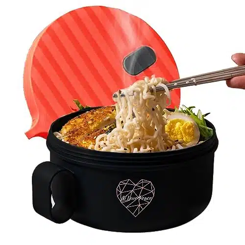 AI LOVE PEACE Microwave Ramen Bowl with Lid   Microwavable Noodle Cooker for Dorm Essentials, Ramen Maker, Microwave Safe Instant Noodles Soup Bowl   BPA Free, Dorm Room Gift 