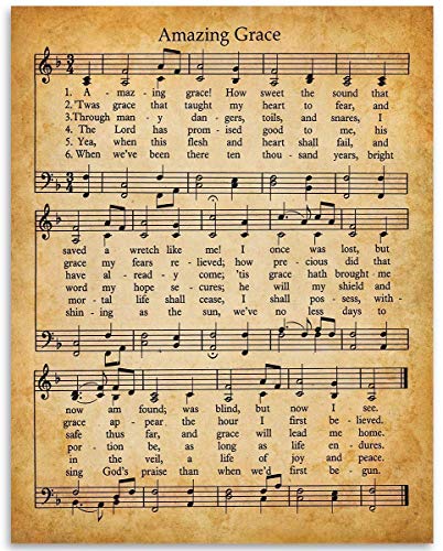 Amazing Grace Wall Art Poster   xUnframed Art Print   Great Inspirational Music Sheets Gift and Decor Under $