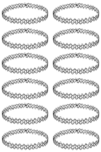 BodyJYou PC Tattoo Choker Necklace Set   s Accessories Old School s Jewelry   Gothic Black Henna   One Size Women Teen Girl   Stretchy Collar Necklace