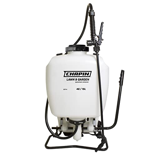 Chapin ade in USA Gallon Backpack Sprayer with Stage Filtration System Pump Pressured Sprayer, for Spraying Plants, Garden Watering, Lawns, Weeds and Pests, Translucent White