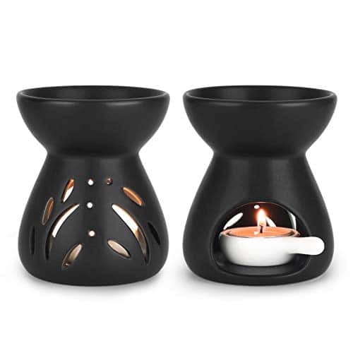 ComSaf Essential Oil Burner Wax Melt Burners Set of , Aromatherapy Aroma Burner Ceramic Oil Diffuser Candle Tealight Holder Home Bedroom Decor Christmas Housewarming Gift, Bla